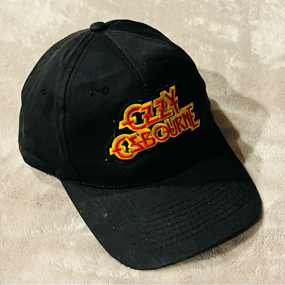 Vintage 90s Ozzy Osbourne Black Embroidered Concert SnapBack Hat